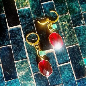 Malachite & Titanium Crystal Wrapped Earrings